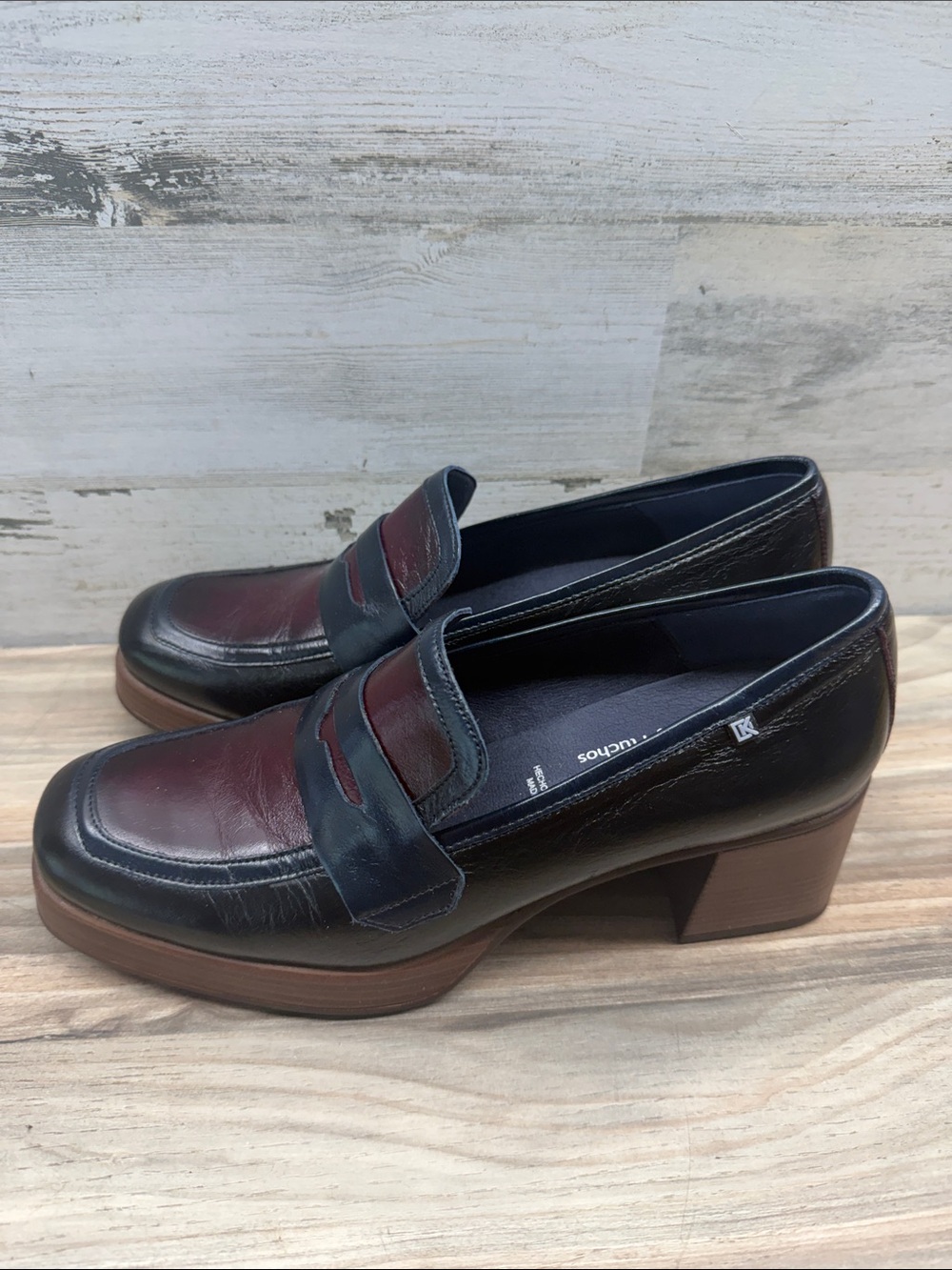 Dorking Fluchos Cristel D9334 Loafers Women Size 41 US 10 2-Tone Heeled Platform